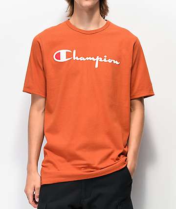 Champion Flock Script Orange T-Shirt 