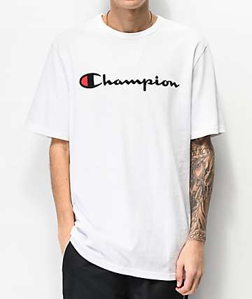 champion heritage embroidered white t shirt - anti fortnite shirt