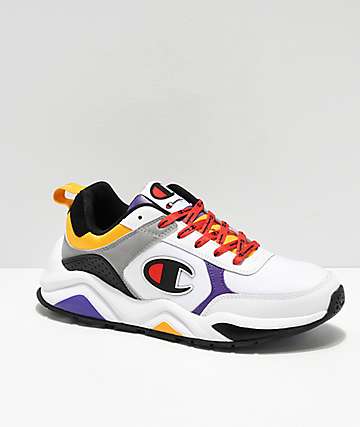 Champion Men's 93 Eighteen Big C White, Purple, Yellow & Black Shoes