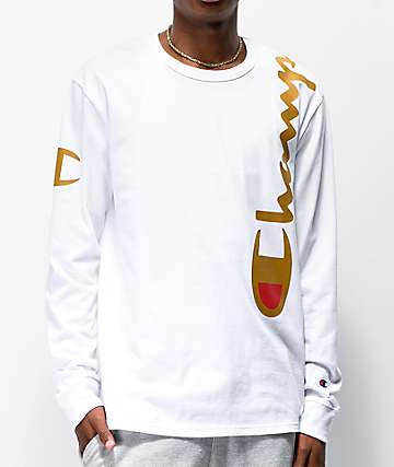 champion white and gold hoodie