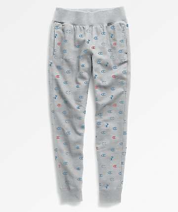 Champion Reverse Weave All Over Print Grey Jogger Sweatpants