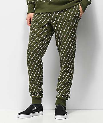 Champion Reverse Weave All Over Print Hiker Green Jogger Sweatpants