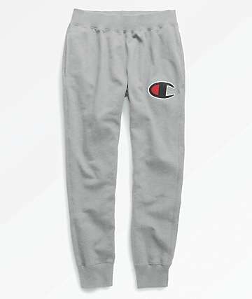 Champion Reverse Weave Big Logo Oxford Grey Jogger Sweatpants