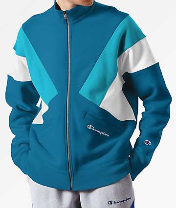 Champion Reverse Weave Colorblock Blue Track Jacket