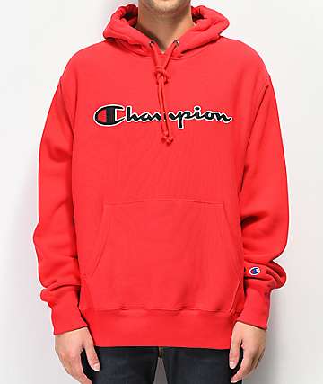 kids red champion hoodie