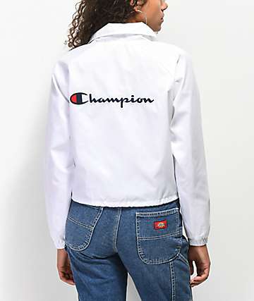 Champion White Crop Coaches Jacket | Zumiez