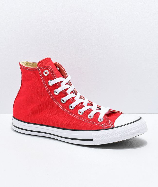 red and white converse low top