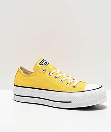 Converse Chuck Taylor All Star Ox Butter Yellow & White Platform Shoes