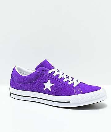 Converse One Star zapatos de skate de ante en morado y blanco