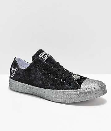 Converse x Miley Cyrus CTAS zapatos de terciopelo negro con brillo