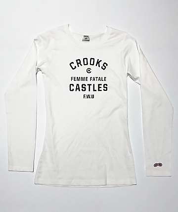 Crooks & Castles No Love Femme White Long Sleeve T-Shirt