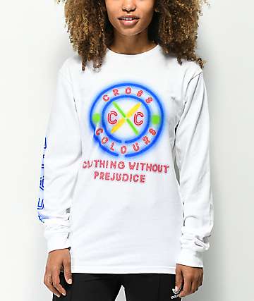 Cross Colours Neon Circle White Long Sleeve T-Shirt