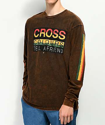 Cross Colours Tell A Friend Black Wash Long Sleeve T-Shirt
