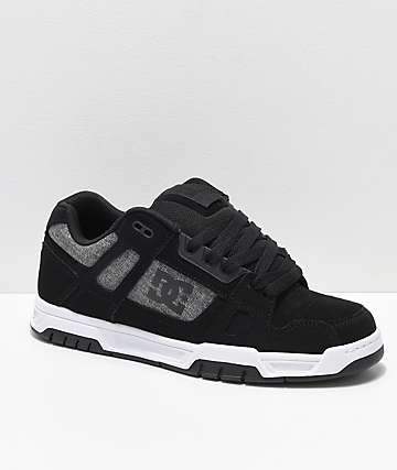 DC Stag zapatos de skate en negro, blanco, gris, tweed y nubuck