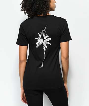 DROPOUT CLUB INTL. Kostechko Burning Palm Black T-Shirt