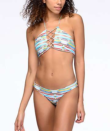 Damsel Arizona bottom de bikini cheeky reversible en azul y rayas