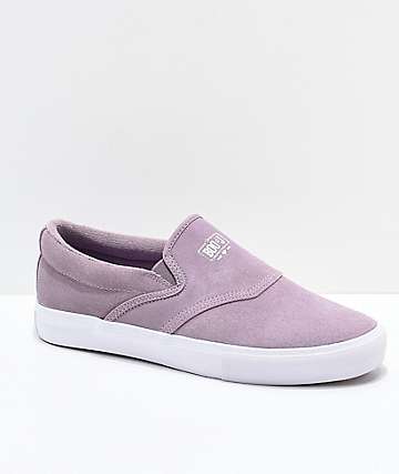 Diamond Supply Co. Boo-J Lavender & White Slip-On Skate Shoes