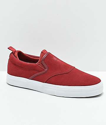Diamond Supply Co. Boo-J XL Burgundy & White Suede Slip-On Skate Shoes