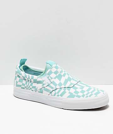 Diamond Supply Co. Boo J XL Mint Blue & White Checkered Skate Shoes