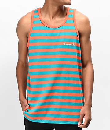 Diamond Supply Co. OG Script Orange & Green Striped Tank Top