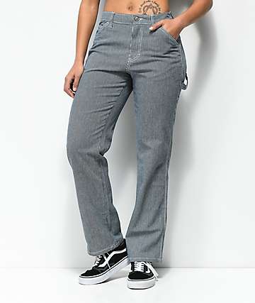 Dickies pantalones estilo carpintero en azul marino a rayas blancas