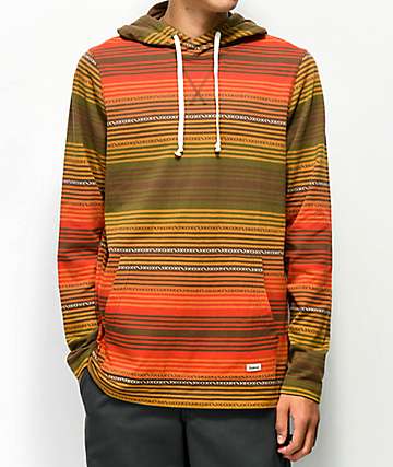 Dravus Baja Brown & Red Jacquard Hooded Long Sleeve Shirt