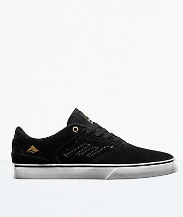 Emerica Reynolds Low Vulc Black & Dark Brown Skate Shoes