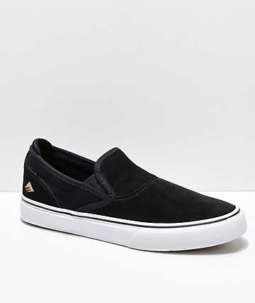 Emerica Wino G6 Slip-On zapatos de skate de ante en negro y blanco
