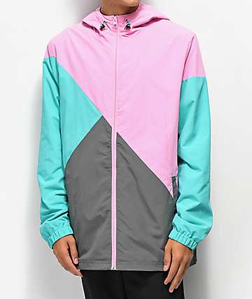 pink and grey windbreaker