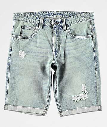 Empyre Albany Aged Destroyed Medium Wash Denim Shorts