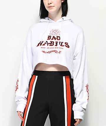 Empyre Ariana Bad Habits sudadera corta con capucha blanca