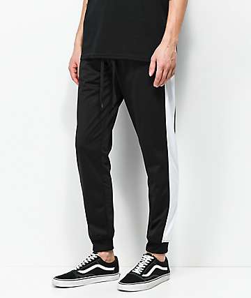 black white track pants