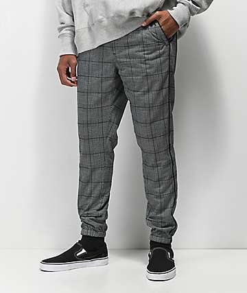 black and white plaid sweatpants