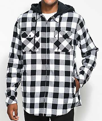 Empyre Chance Black & White Checkered Hooded Flannel