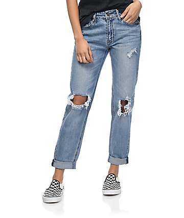 Empyre Easton Destroyed Boyfriend Medium Wash Jeans