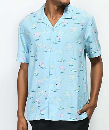 short sleeve light blue button up