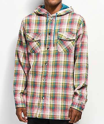 Empyre Keith Sunset Blue and White Hooded Flannel Shirt