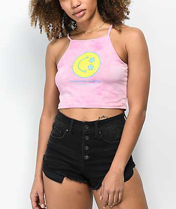 Empyre Mackey Thanks camiseta corta sin mangas con efecto tie dye rosa