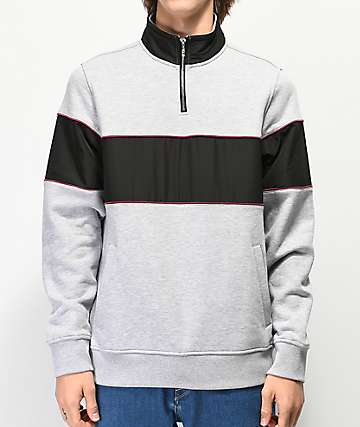 Empyre Refresh Color Block Grey & Black Half Zip Sweatshirt
