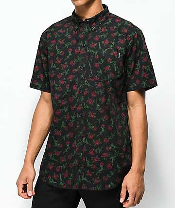 black rose button up shirt