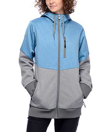 Empyre Slopes 10K chaqueta softshell en color carbón y verde azulado