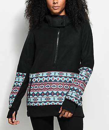 Empyre Woodside Tech Fleece Black Tribal Partial Zip Hoodie
