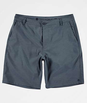 Free World Glassy Stretch Heather Blue Hybrid Shorts