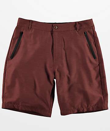 Free World Maverick Dark Burgundy Tech Hybrid Shorts