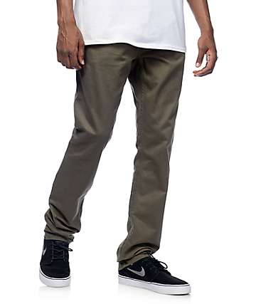 Free World Night Train pantalones de sarga con corte regular en olivo