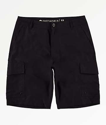 Free World Smashing Black Cargo Hybrid Board Shorts