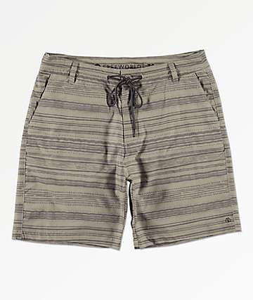 Free World Spring Tide Print Khaki Hybrid Board Shorts