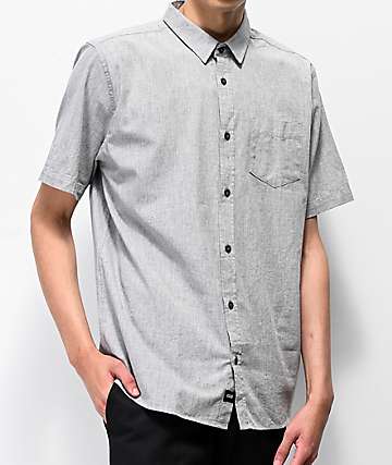 Globe Spaceout Grey & Cobalt Blue Short Sleeve Button Up Shirt