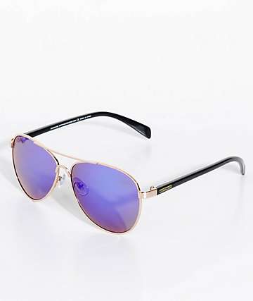 Happy Hour Mavericks Gold & Black Mirror Sunglasses