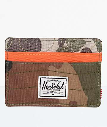 Herschel Supply Co. Charlie Wood Camo, Orange & Frog Camo Cardholder Wallet